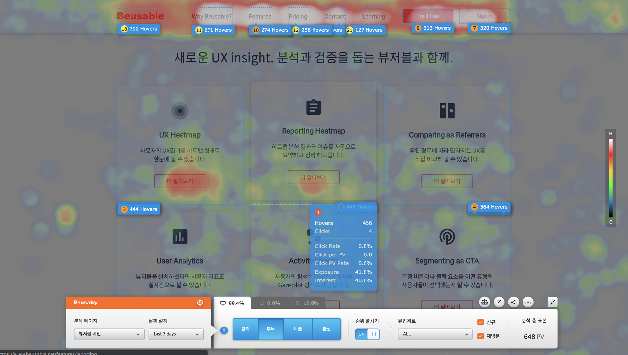 뷰저블리의 무브 히트맵으로 살펴본 뷰저블 메인 페이지