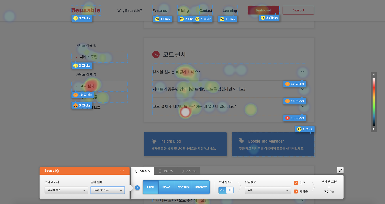 뷰저블리의 클릭 히트맵으로 살펴본 FAQ 페이지