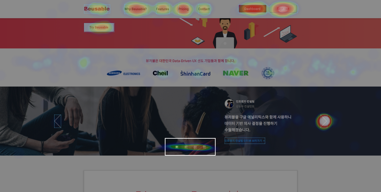 뷰저블리의 클릭 히트맵으로 살펴본 뷰저블 메인 페이지